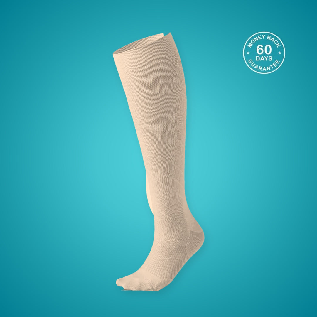 V-Socks High knee-high compression sock in Beige