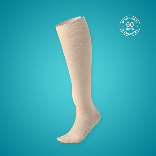 V-Socks High knee-high compression sock in Beige