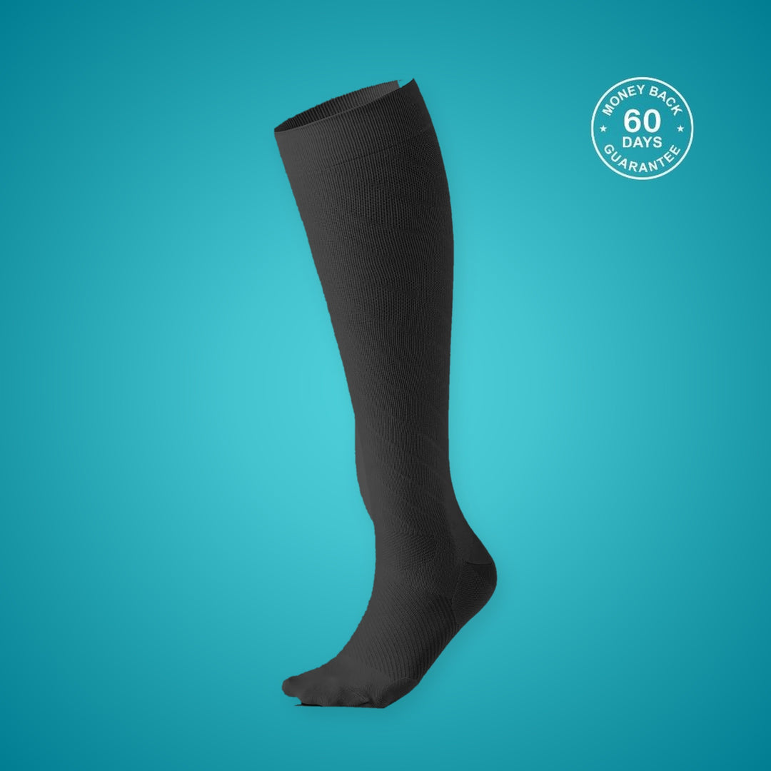 V-Socks High knee-high compression sock in Black